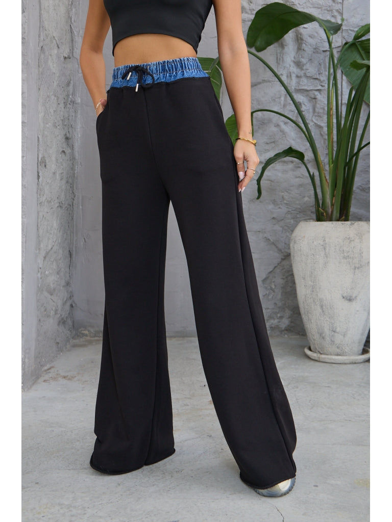 Siyah Jean Detaylı Pantolon