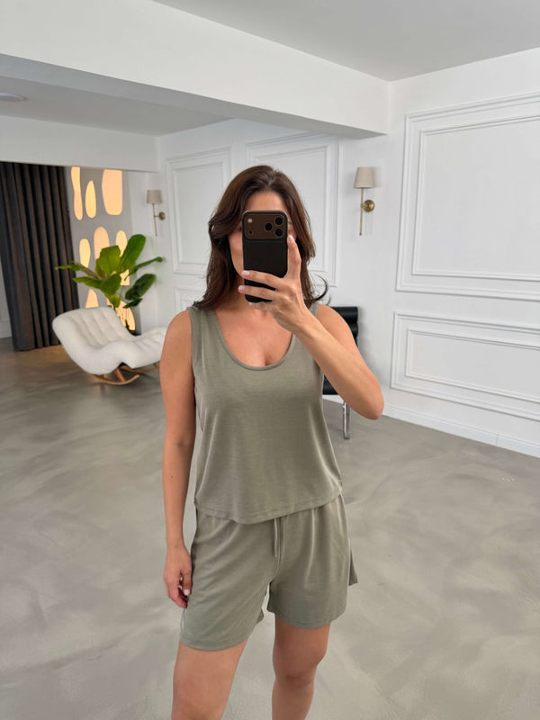 Haki Şortlu Modal Takım 2464-Hakii