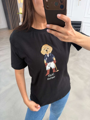 Siyah Hayvan Nakışlı Tshirt 11825-Siyah