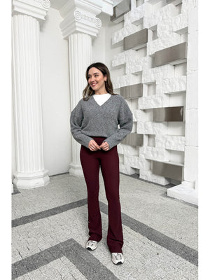 Dilvin Antrasit V Yaka Yumuşak Dokulu Kazak 10645-Antrasit