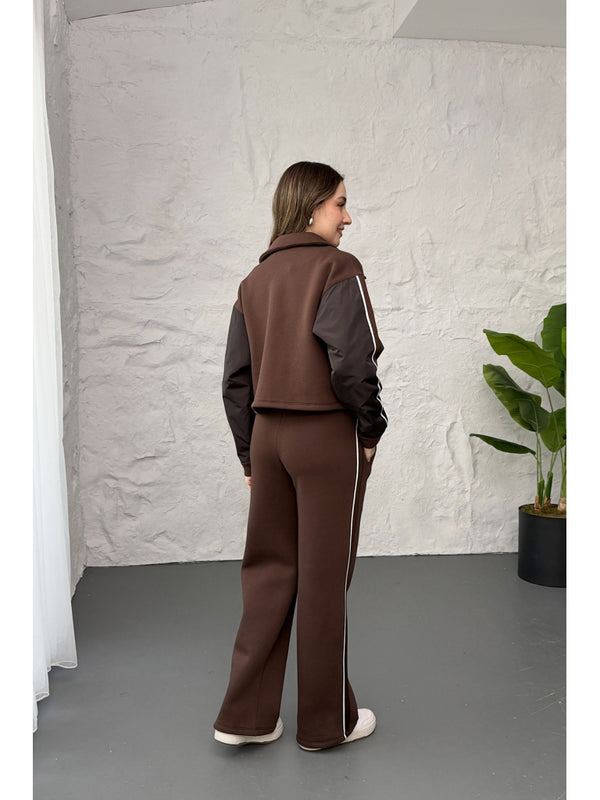 Kahverengi Paraşüt Cepli Şardonlu Takım 1912-Kahverengi