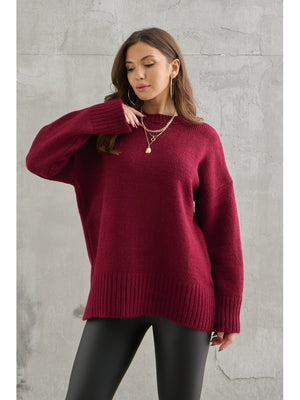 Bordo Bisiklet Yaka Oversize Kazak