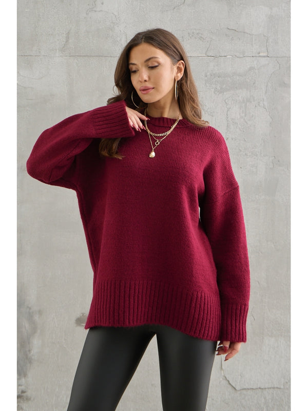 Bordo Bisiklet Yaka Oversize Kazak