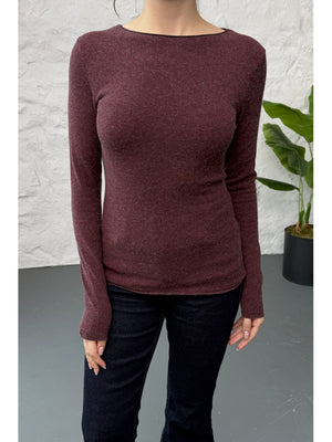 Dilvin Bordo Kayık Yaka Kaşmir Bluz 10840-BORDO