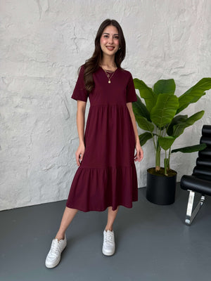 Bordo Basic Midi Elbise