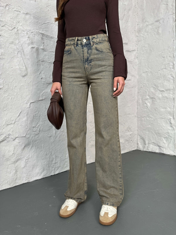Vintage Yıkamalı Straight Orj Jean 24111-Vintage Yıkamalı