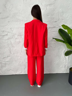 Nar Çiçeği Vatkalı Blazer Ceket