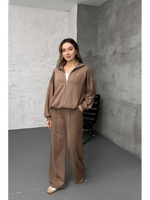 Kahverengi Premium Garnili Takım 10158-Kahverengi