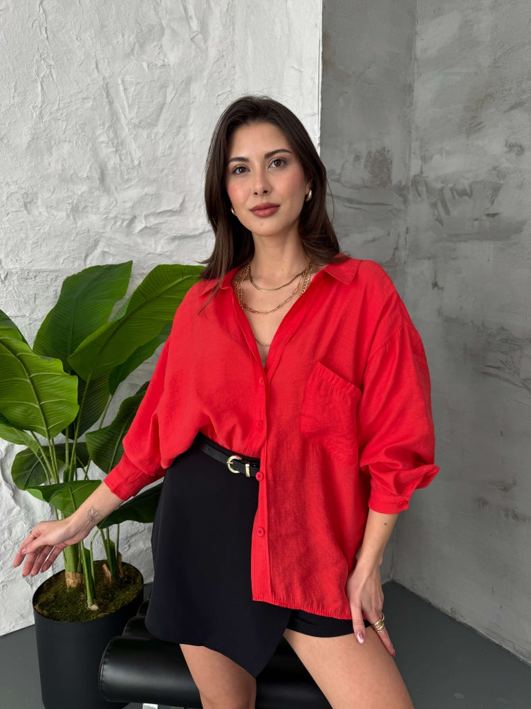 Perry Kırmızı Dökümlü Gömlek 4612-KIRMIZI