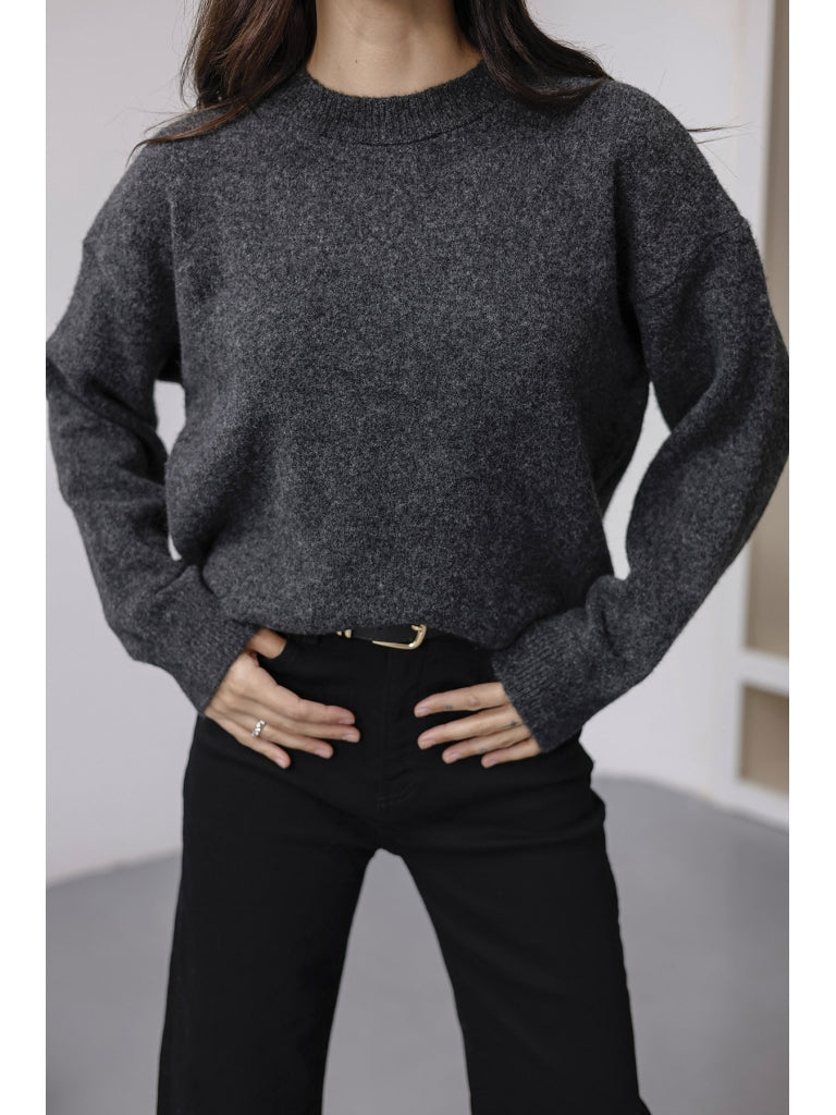 Antrasit Bisiklet Yaka Yumoş Kazak 2373-Antrasit