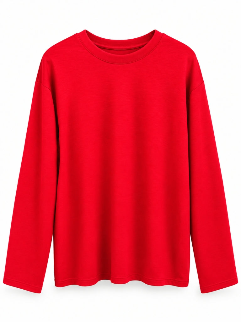 Kırmızı Bisiklet Yaka Basic Sweat 11448-Kırmızı