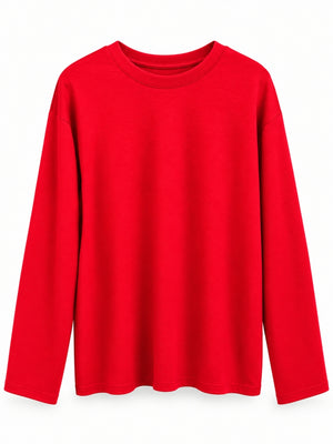 Kırmızı Bisiklet Yaka Basic Sweat 11448-Kırmızı