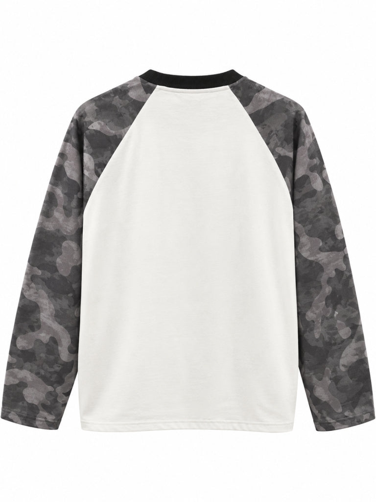 Ekru Kamuflaj Desenli Sweat 10123-Ekru
