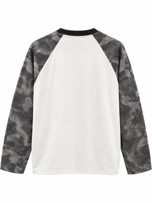 Ekru Kamuflaj Desenli Sweat 10123-Ekru