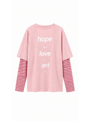 Pembe Kolları Çizgili Sweat 4593-Pembe