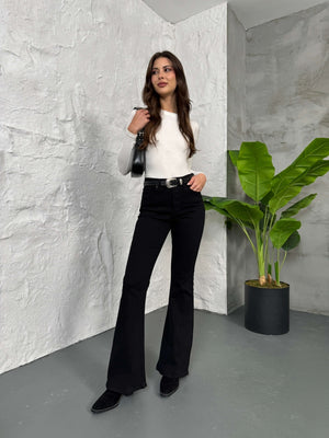 Siyah İspanyol Paça Jean G2106-Siyah