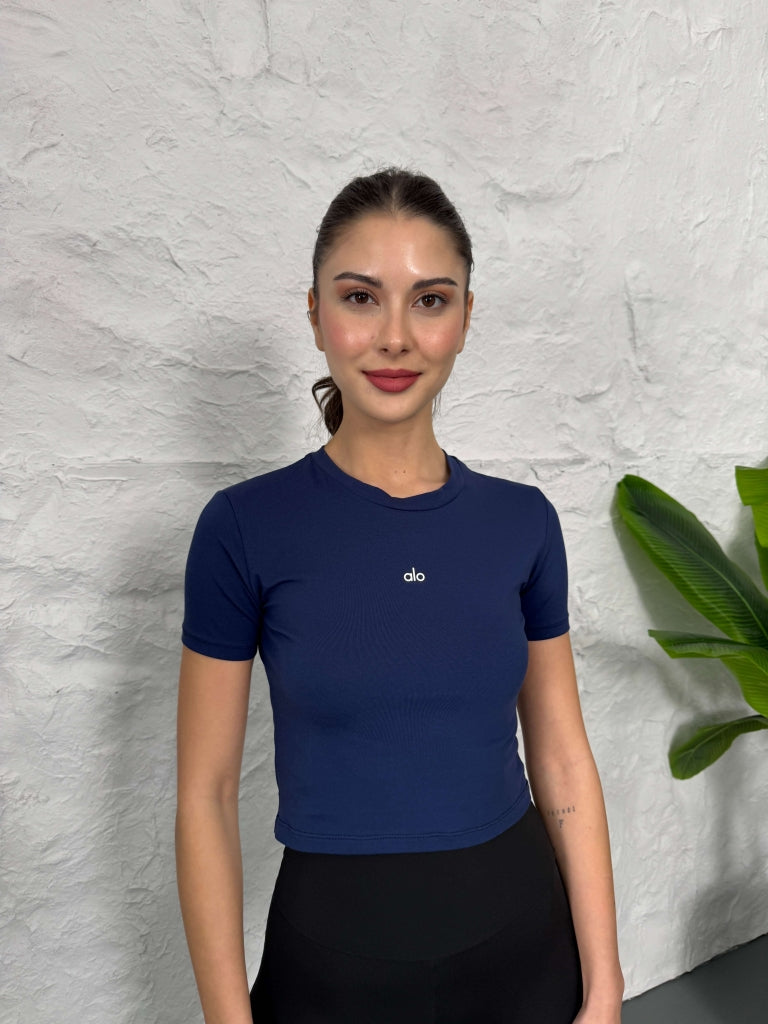 Lacivert Orj Marka Crop Tshirt