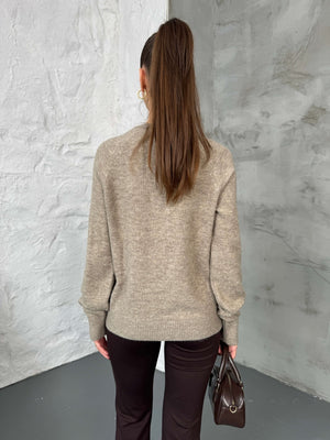 Vizon Yarım Düğmeli Kazak 241246-Vizon