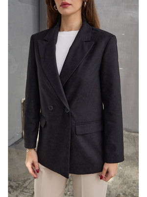 Siyah  Zr Model Süet Blazer Ceket