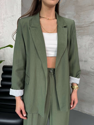Haki Vatkalı Blazer Ceket