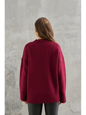 Bordo Bisiklet Yaka Oversize Kazak