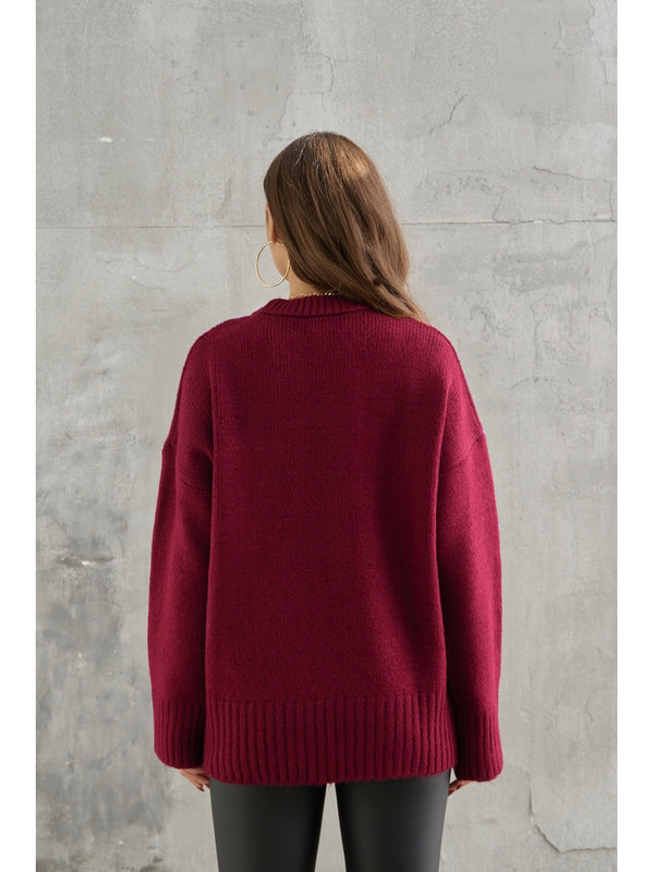 Bordo Bisiklet Yaka Oversize Kazak