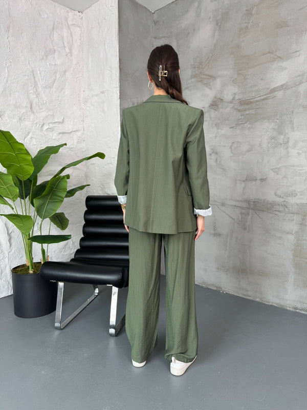 Haki Vatkalı Blazer Ceket