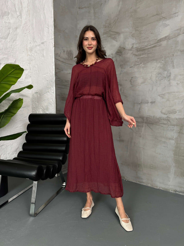 Bordo Kolyeli İkili Premium Takım