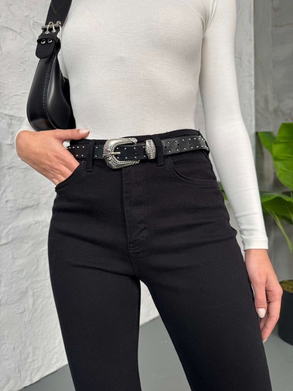 Siyah İspanyol Paça Jean G2106-Siyah