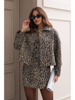 Leopar Massi Model Oversize Kaşe Ceket