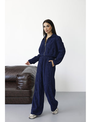 Lacivert Nakışlı Bomber Ceket Pantolon Takım 1104-Lacivert