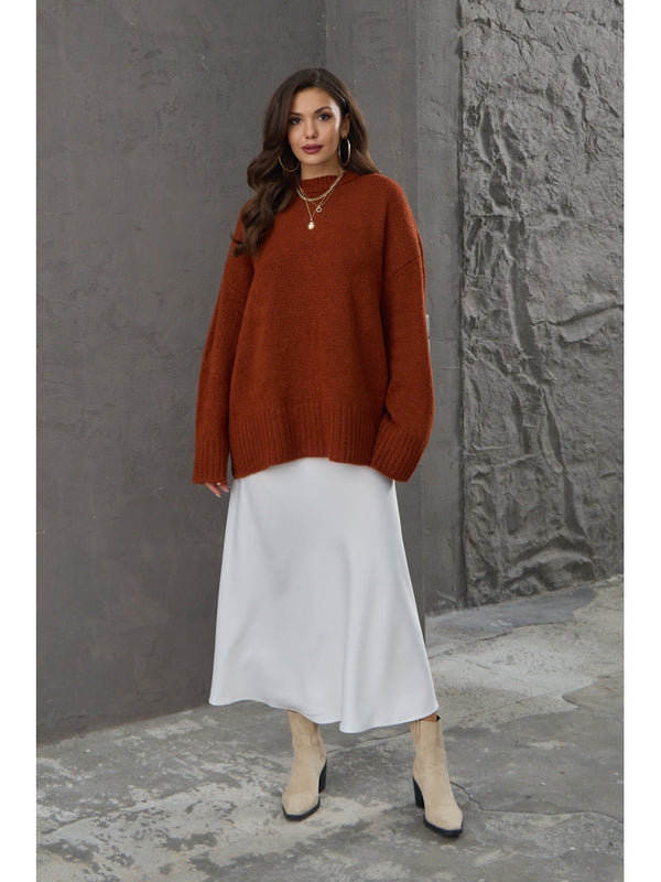 Kiremit Bisiklet Yaka Oversize Kazak