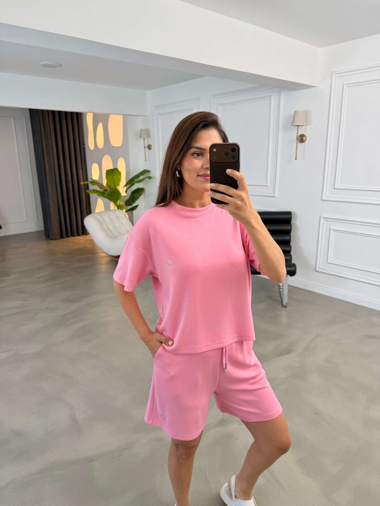 Pembe Orj Marka Şortlu Modal Takım 1024-Pembe