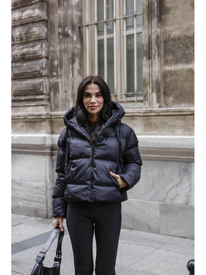 Siyah Fermuarlı Şişme Mont 2059-Siyah