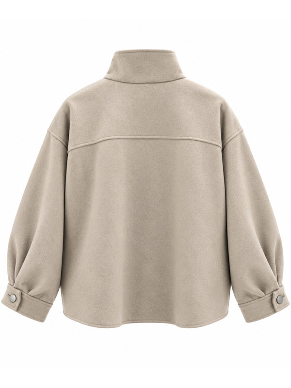 Bej Çıtçıtlı Kaşe Gömlek 005172-Bej