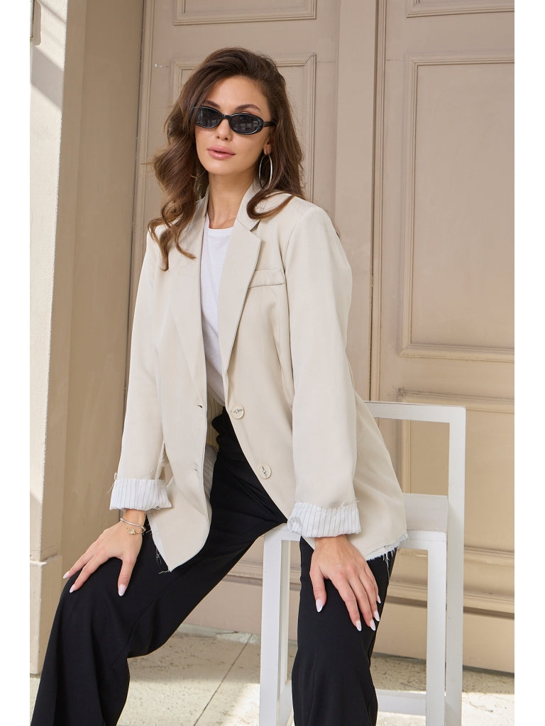 Taş Premium Kumaş Astarı Çizgili Blazer Ceket
