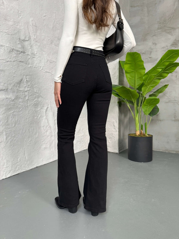 Siyah İspanyol Paça Jean G2106-Siyah