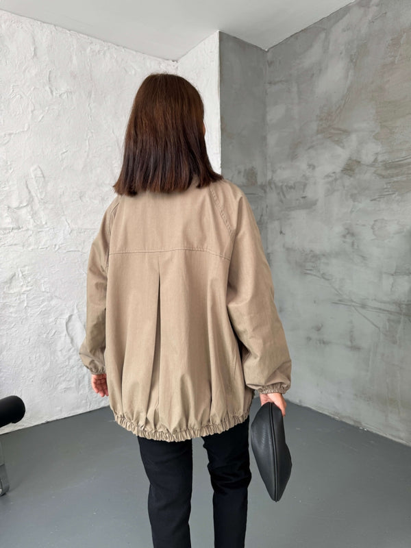 Vizon  Oversize Dik Yaka Trenç