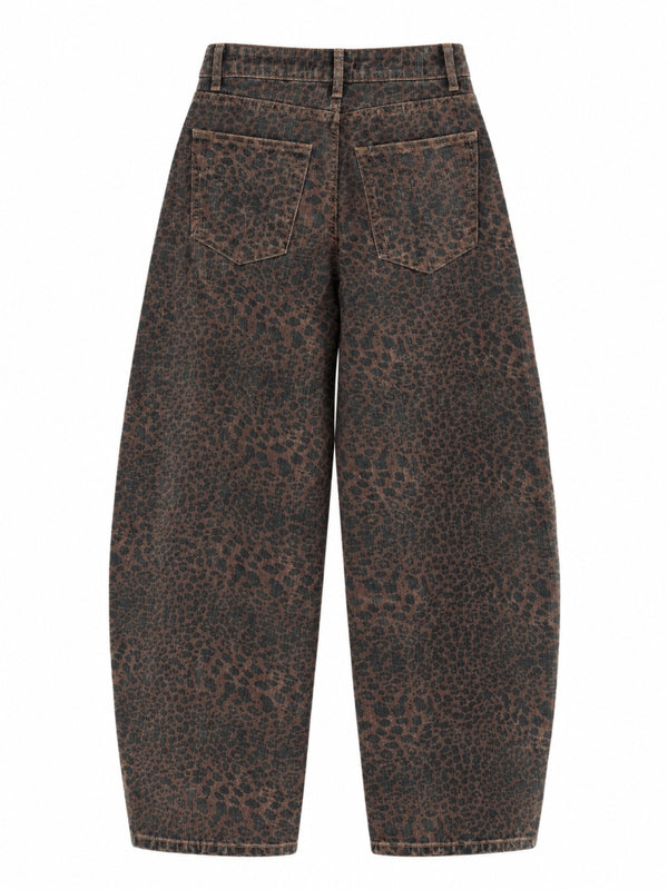 Leopar Desen Denim Pantolon 9205-Leopar
