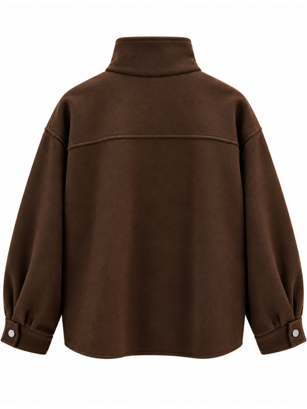 Kahverengi Çıtçıtlı Kaşe Gömlek 005172-Kahverengi
