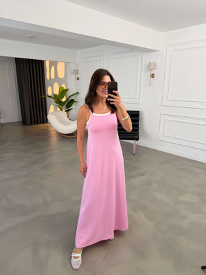 Pembe İçi Atletli Kloş Elbise 4810-Pembe