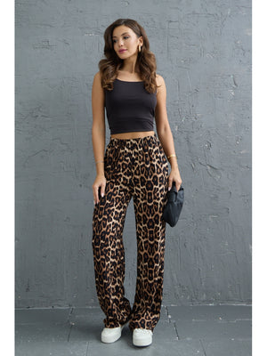 Leopar Beli Lastikli Pantolon