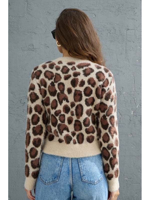 Leopar Desen Yumoş Hırka