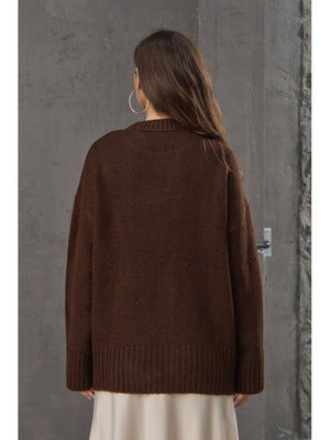 Kahve Bisiklet Yaka Oversize Kazak