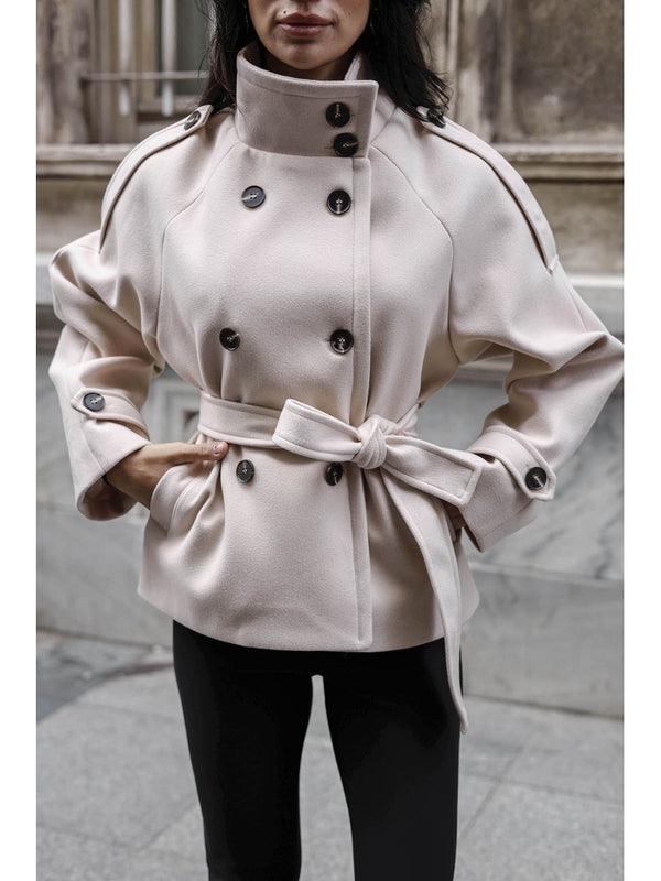 Taş Dik Yaka Kısa Kaşe Kaban 70119-TAŞ