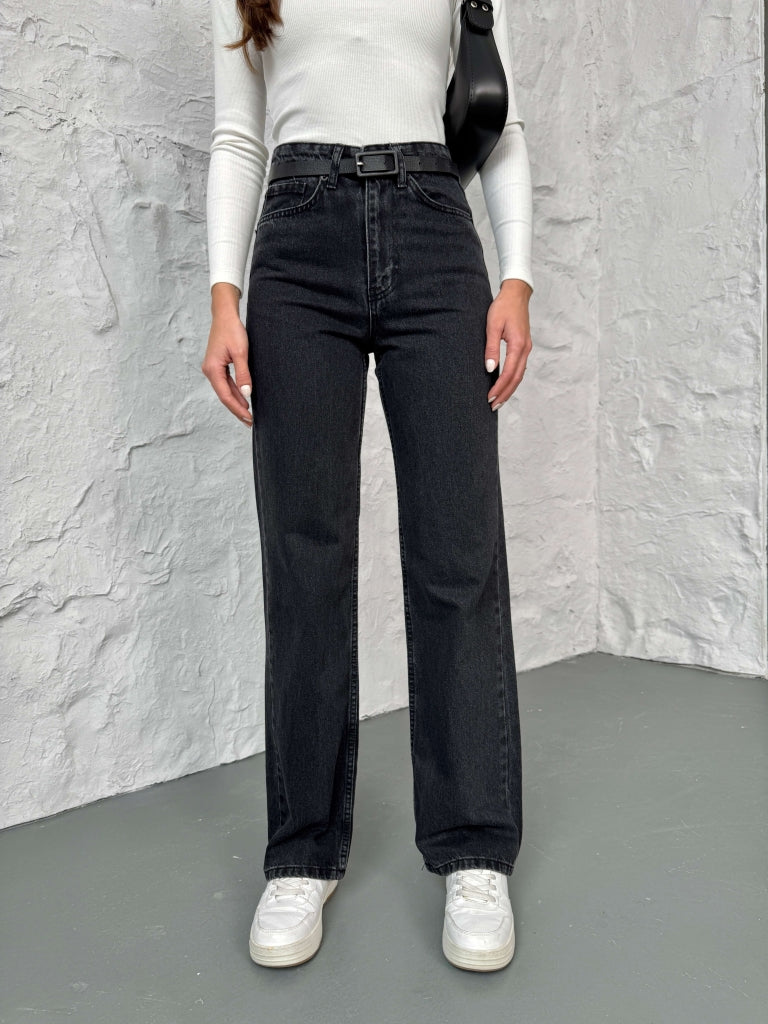 Siyah Yıkamalı Straight Orj Jean 24111-Siyah Yıkamalı