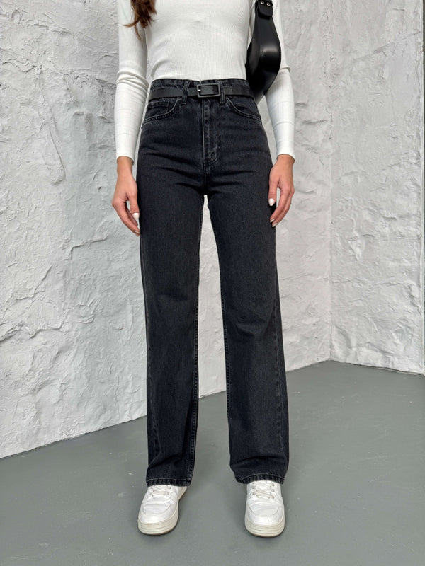 Siyah Yıkamalı Straight Orj Jean 24111-Siyah Yıkamalı