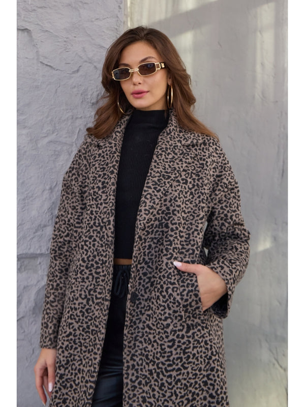 Leopar Desen Tek Düğme Zara Model Kaban
