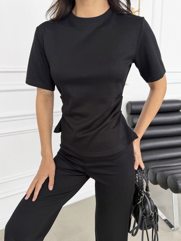 Siyah Yanları Büzgülü Takım EY-1396-SİYAH