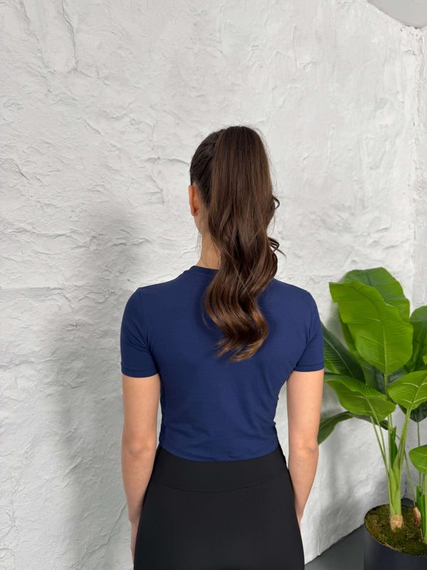 Lacivert Orj Marka Crop Tshirt